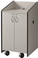 AVF Audio Visual Furniture International LE3050-G Flat Top Lectern, Made with furniture grade laminates, Choice of three scratch resistant finishes, Large flat work surface 23.5" W x 24" D, Large 23" W x 23" D x 33" H storage cabinet with locking doors, Adjustable interior shelf with cable pass-through, Cable ports in the top and bottom of the unit, Premium casters with brakes for easy maneuvering (LE3050-G LE3050 G LE3050G LE3050 LE-3050 LE 3050 V) 