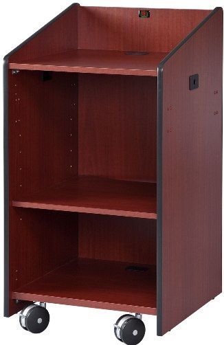 AVF Audio Visual Furniture International LE3060-DC Open Lectern, Dark Cherry, Made with furniture grade laminates, Large flat work surface 23 w x 24 d, Large 23 w x 23 d x 33 h storage cabinet, Adjustable interior shelf with cable pass-through, Cable ports in the top and bottom of the unit, Premium casters with brakes for easy maneuvering (VFI LE3060DC LE3060 DC LE-3060-DC LE 3060-DC)