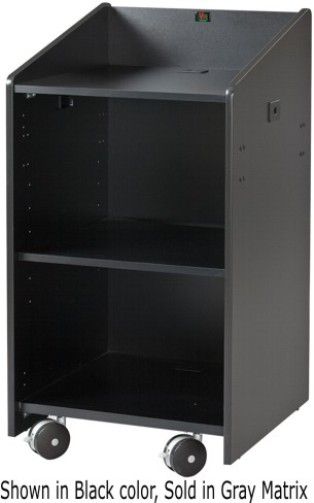 AVF Audio Visual Furniture International LE3060-GM Open Lectern, Gray Matrix, Made with furniture grade laminates, Large flat work surface 23 w x 24 d, Large 23 w x 23 d x 33 h storage cabinet, Adjustable interior shelf with cable pass-through, Cable ports in the top and bottom of the unit, Premium casters with brakes for easy maneuvering (LE3060GM LE3060 GM LE-3060-GM LE 3060-GM VFI)