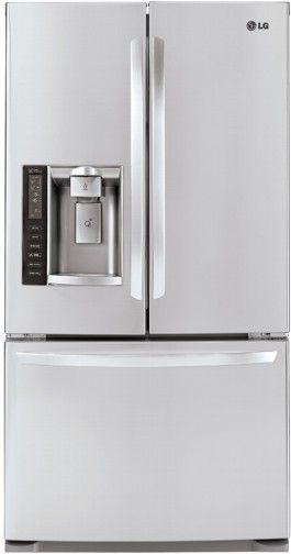 LG LFX21976ST Three-Door French Door Refrigerator, Stainless Steel, 20.5 cu.ft (Counter Depth) Total capacity, Slim SpacePlus Ice System and Bottom Freezer, Tall Ice & Water Dispensing System, Contoured Doors with Matching Commercial Handles, Hidden Hinges, Extra Door Bins and Shelf Space with Slim SpacePlusIce System, UPC 048231783538 (LFX-21976ST LFX 21976ST LFX21976S LFX21976)