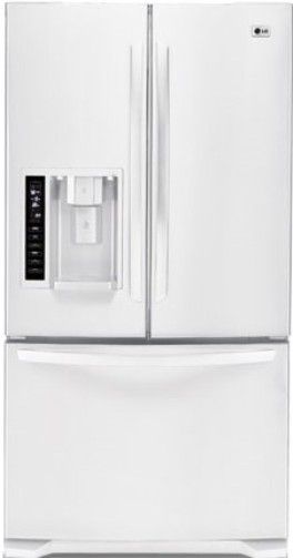 LG LFX25975SW Three-Door French Door Refrigerator with Ice and Water Dispenser, White, 24.7 Cu.Ft. Total capacity, SmoothTouch Controls, SpacePlus Ice System, 4 Compartment Crisper System, Contour Doors with Matching Commercial Handles, Hidden Hingesm, Premium LED Interior Light, 3 Slide-Out, Spill-Protector Tempered Glass Shelves and 1 Folding Shelf (LFX-25975SW LFX 25975SW LFX25975S LFX25975)