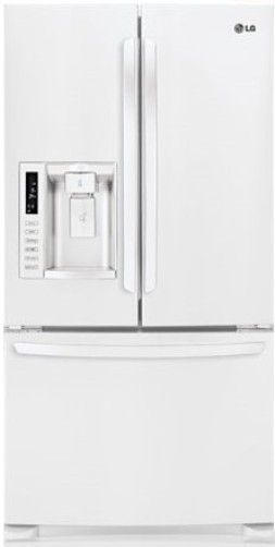 LG LFX28978SW Ultra Capacity 3 Door French Door Refrigerator, Smooth White, 27.6 Cu.Ft. Total capacity, Slim SpacePlus Ice System and Bottom Freezer, Fully Integrated Tall Ice & Water Dispenser, Contoured Doors with Matching Commercial Handles, Hidden Hinges, Extra Door Bins and Shelf Space with Slim SpacePlus Ice System, UPC 048231783217 (LFX-28978SW LFX 28978SW LFX28978S LFX28978)