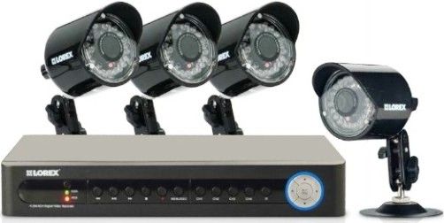 Lorex LH114501C4 Security 4-Channel 500GB DVR with 4 Color Camera Systems, H.264 compression video compression, Real time recording @ 360 x 240 resolution, Pentaplex operation, Instant Mobile Viewing on compatible Smart phones, Exclusive LOREX Easy Connect Internet Set-up Wizard, All purpose cameras with flex mounting, UPC 778597114027 (LH-114501C4 LH 114501C4 LH114501C LH114501)