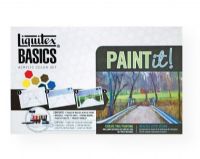 Liquitex 101084 Basics Paint It Acrylic Color Paint It! Set; Designed with the beginner artist in mind, this set contains all of the materials needed to get started including: a step-by-step manual, six 22ml tubes of Basics acrylic paint, 75ml tube of Basics titanium white acrylic paint, palette for mixing, 8" x 10" canvas board, two brushes, and palette knife; UPC 094376935349 (LIQUITEX101084 LIQUITEX-101084 PAINTING) 