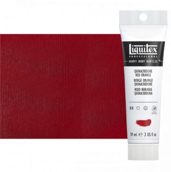Liquitex 1045109 Professional Series Heavy Body Color, 2oz Quinacridone Red Orange; This is high viscosity, pigment rich professional acrylic color, ideal for impasto and texture; Thick consistency for traditional art techniques using brushes as well as for, mixed media, collage, and printmaking applications; Impasto applications retain crisp brush stroke and knife marks; Dimensions 1.18