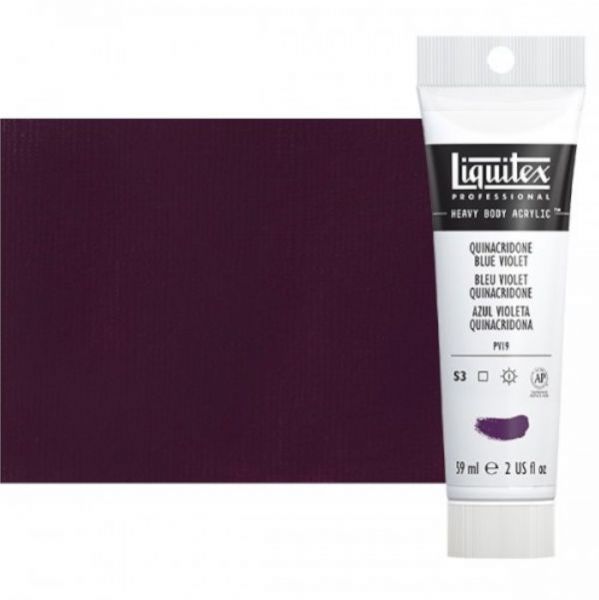 Liquitex 1045118 Professional Series Heavy Body Color, 2oz Quinacridone Blue Violet; This is high viscosity, pigment rich professional acrylic color, ideal for impasto and texture; Thick consistency for traditional art techniques using brushes as well as for, mixed media, collage, and printmaking applications; Impasto applications retain crisp brush stroke and knife marks; Dimensions 1.18