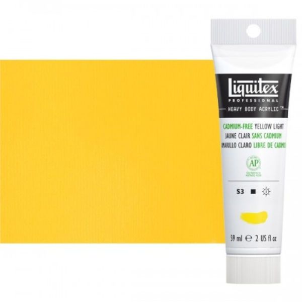 Liquitex 1045160 Professional Series Heavy Body Color, 2oz Cadmium Yellow Light; This is high viscosity, pigment rich professional acrylic color, ideal for impasto and texture; Thick consistency for traditional art techniques using brushes as well as for, mixed media, collage, and printmaking applications; Impasto applications retain crisp brush stroke and knife marks; Dimensions 1.18