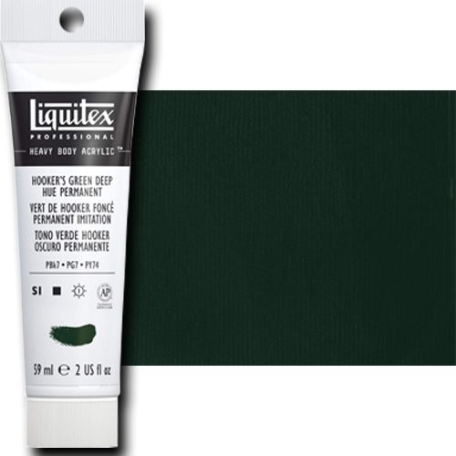 Liquitex 1045225 Professional Heavy Body Acrylic Paint, 2oz Tube, Hooker's Deep Green Hue Permanent; Thick consistency for traditional art techniques using brushes or knives, as well as for experimental, mixed media, collage, and printmaking applications; Impasto applications retain crisp brush stroke and knife marks; UPC 094376921601 (LIQUITEX1045225 LIQUITEX 1045225 ALVIN PROFESSIONAL SERIES 2oz HOOKERS DEEP GREEN HUE PERMANENT)