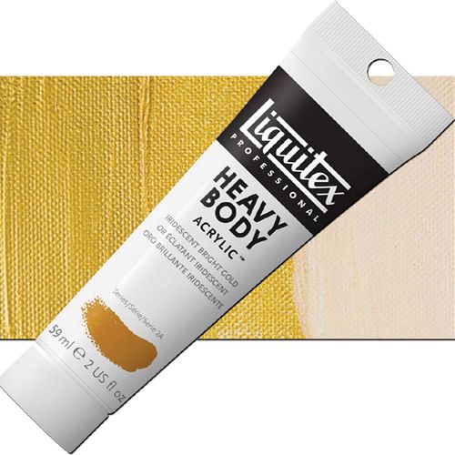 Liquitex 1045234 Professional Series, Heavy Body Color 2oz, Iridescent Bright Gold; Thick consistency for traditional art techniques using brushes or knives, as well as for experimental, mixed media, collage, and printmaking applications; Impasto applications retain crisp brush stroke and knife marks; UPC 094376921670 (LIQUITEX1045234 LIQUITEX 1045234 ALVIN IRIDESCENT BRIGHT GOLD)