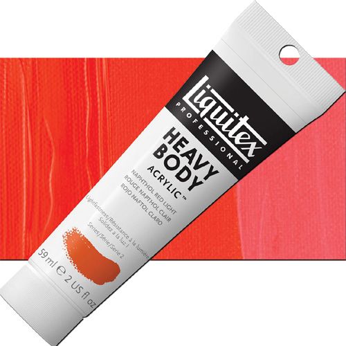 Liquitex 1045294 Professional Series, Heavy Body Color 2oz, Naphthol Red Light; Thick consistency for traditional art techniques using brushes or knives, as well as for experimental, mixed media, collage, and printmaking applications; Impasto applications retain crisp brush stroke and knife marks; UPC 094376921793 (LIQUITEX1045294 LIQUITEX 1045294 ALVIN NAPHTOL RED LIGHT)