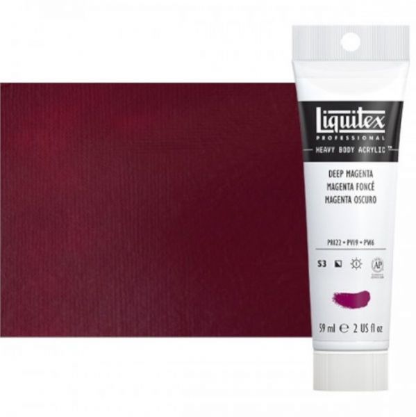 Liquitex 1045300 Professional Series Heavy Body Color, 2oz Deep Magenta; This is high viscosity, pigment rich professional acrylic color, ideal for impasto and texture; Thick consistency for traditional art techniques using brushes as well as for, mixed media, collage, and printmaking applications; Impasto applications retain crisp brush stroke and knife marks; Dimensions 1.18