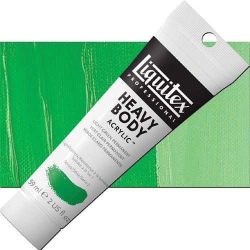 Liquitex 1045312 Professional Series, Heavy Body Color 2oz, Light Green Permanent; Thick consistency for traditional art techniques using brushes or knives, as well as for experimental, mixed media, collage, and printmaking applications; Impasto applications retain crisp brush stroke and knife marks; UPC 094376921830 (LIQUITEX1045312 LIQUITEX 1045312 ALVIN LIGHT GREEN PERMANENT)