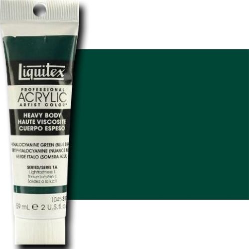 Liquitex 1045317 Professional Heavy Body Acrylic Paint, 2oz Tube, Phthalocyanine Blue (Green Shade); Thick consistency for traditional art techniques using brushes or knives, as well as for experimental, mixed media, collage, and printmaking applications; Impasto applications retain crisp brush stroke and knife marks; UPC 094376921861 (LIQUITEX1045317 LIQUITEX 1045317 ALVIN PROFESSIONAL SERIES 2oz PHTHALOCYANINE BLUE GREEN SHADE)