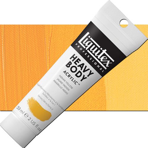 Liquitex 1045324 Professional Series, Heavy Body Color 2oz, Indian Yellow; Thick consistency for traditional art techniques using brushes or knives, as well as for experimental, mixed media, collage, and printmaking applications; Impasto applications retain crisp brush stroke and knife marks; UPC 094376943443 (LIQUITEX1045324 LIQUITEX 1045324 ALVIN INDIAN YELLOW)