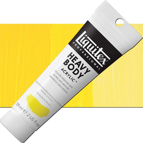 Liquitex 1045412 Professional Series, Heavy Body Color 2oz, Yellow Medium Azo; Thick consistency for traditional art techniques using brushes or knives, as well as for experimental, mixed media, collage, and printmaking applications; Impasto applications retain crisp brush stroke and knife marks; UPC 094376922004 (LIQUITEX1045412 LIQUITEX 1045412 ALVIN YELLOW MEDIUM AZO)
