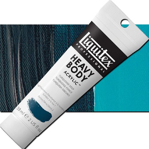Liquitex 1045561 Professional Series, Heavy Body Color 2oz, Turquoise Deep; Thick consistency for traditional art techniques using brushes or knives, as well as for experimental, mixed media, collage, and printmaking applications; Impasto applications retain crisp brush stroke and knife marks; UPC 094376922134 (LIQUITEX1045561 LIQUITEX 1045561 ALVIN TURQUOISE DEEP)
