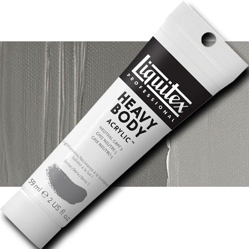 Liquitex 1045599 Professional Heavy Body Acrylic Paint, 2oz Tube, Neutral Gray Value 5; Thick consistency for traditional art techniques using brushes or knives, as well as for experimental, mixed media, collage, and printmaking applications; Impasto applications retain crisp brush stroke and knife marks; UPC 094376922165 (LIQUITEX1045599 LIQUITEX 1045599 ALVIN PROFESSIONAL SERIES 2oz NEUTRAL GRAY VALUE 5)