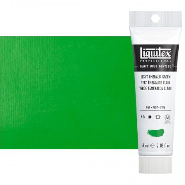 Liquitex 1045650 Professional Series Heavy Body Color, 2oz Light Emerald Green; This is high viscosity, pigment rich professional acrylic color, ideal for impasto and texture; Thick consistency for traditional art techniques using brushes as well as for, mixed media, collage, and printmaking applications; Impasto applications retain crisp brush stroke and knife marks; Dimensions 1.18