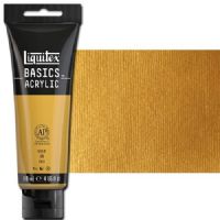 Liquitex 1046234 Basic Acrylic Paint, 4oz Tube, Gold; A heavy body acrylic with a buttery consistency for easy blending; It retains peaks and brush marks, and colors dry to a satin finish, eliminating surface glare; Dimensions 1.46" x 2.44" x 6.69"; Weight 1.1 lbs; UPC 094376922394 (LIQUITEX1046234 LIQUITEX 1046234 ALVIN BASIC ACRYLIC 4oz GOLD) 