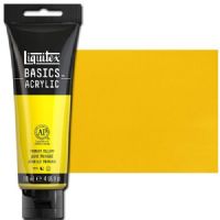 Liquitex 1046410 Basic Acrylic Paint, 4oz Tube, Primary Yellow; A heavy body acrylic with a buttery consistency for easy blending; It retains peaks and brush marks, and colors dry to a satin finish, eliminating surface glare; Dimensions 1.46" x 2.44" x 6.69"; Weight 1.1 lbs; UPC 094376931228 (LIQUITEX1046410 LIQUITEX 1046410 ALVIN BASIC ACRYLIC 4oz PRIMARY YELLOW) 