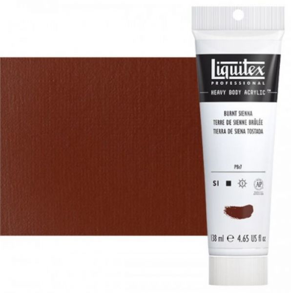 Liquitex 1047127 Professional Series Heavy Body Color, 4.65oz Burnt Sienna; This is high viscosity, pigment rich professional acrylic color, ideal for impasto and texture; Thick consistency for traditional art techniques using brushes as well as for, mixed media, collage, and printmaking applications; Impasto applications retain crisp brush stroke and knife marks; Dimensions 1.89