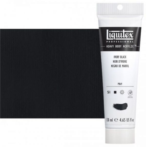 Liquitex 1047244 Professional Series Heavy Body Color, 4.65oz Ivory Black; This is high viscosity, pigment rich professional acrylic color, ideal for impasto and texture; Thick consistency for traditional art techniques using brushes as well as for, mixed media, collage, and printmaking applications; Impasto applications retain crisp brush stroke and knife marks; Dimensions 1.89
