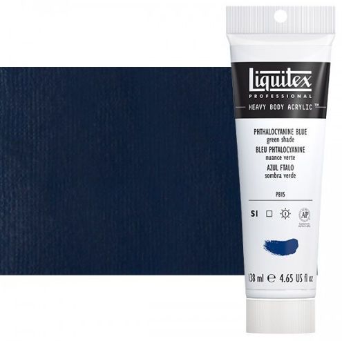 Liquitex 1047316 Professional Series Heavy Body Color, 4.65oz Phthalocyanine Blue; This is high viscosity, pigment rich professional acrylic color, ideal for impasto and texture; Thick consistency for traditional art techniques using brushes as well as for, mixed media, collage, and printmaking applications; Impasto applications retain crisp brush stroke and knife marks; Dimensions 1.89