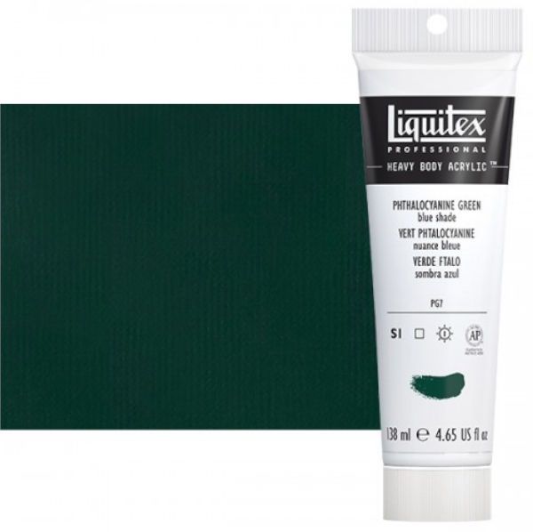 Liquitex 1047317 Professional Series Heavy Body Color, 4.65oz Phthalocyanine Green; This is high viscosity, pigment rich professional acrylic color, ideal for impasto and texture; Thick consistency for traditional art techniques using brushes as well as for, mixed media, collage, and printmaking applications; Impasto applications retain crisp brush stroke and knife marks; Dimensions 1.89