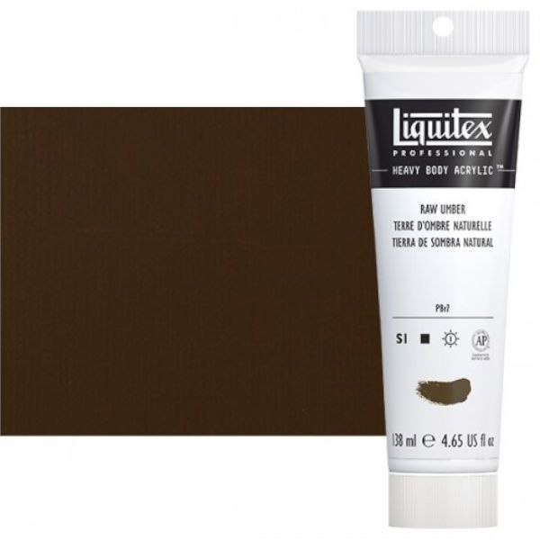 Liquitex 1047331 Professional Series Heavy Body Color, 4.65oz Raw Umber; This is high viscosity, pigment rich professional acrylic color, ideal for impasto and texture; Thick consistency for traditional art techniques using brushes as well as for, mixed media, collage, and printmaking applications; Impasto applications retain crisp brush stroke and knife marks; Dimensions 1.89