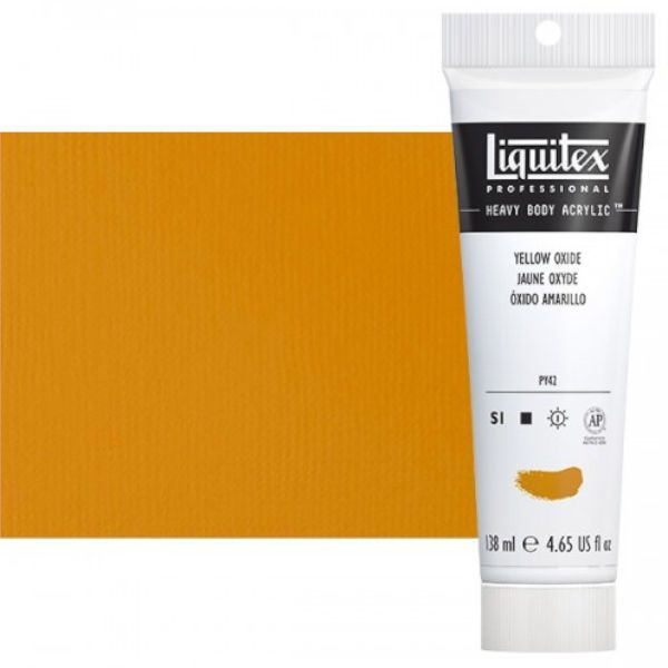 Liquitex 1047416 Professional Series Heavy Body Color, 4.65oz Yellow Oxide; This is high viscosity, pigment rich professional acrylic color, ideal for impasto and texture; Thick consistency for traditional art techniques using brushes as well as for, mixed media, collage, and printmaking applications; Impasto applications retain crisp brush stroke and knife marks; Dimensions 1.89