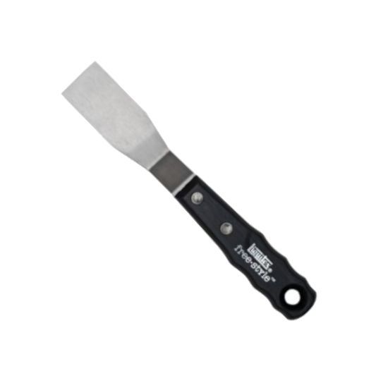 Liquitex 109908 Free Style, Large Scale Painting Knife #8; The right combination of stainless resilience and flexible spring to facilitate and painting application; Hard wearing, high quality professional trowels, spatulas and palette knive; Riveted handles give strength and durability; Dimensions 1.00