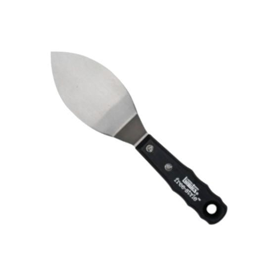 Liquitex 109915 Free Style, Large Scale Painting Knife #15; The right combination of stainless resilience and flexible spring to facilitate and painting application; Hard wearing, high quality professional trowels, spatulas and palette knive; Riveted handles give strength and durability; Dimensions 1.00