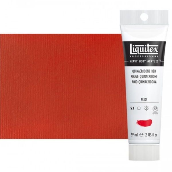 Liquitex 2002112 Professional Series Heavy Body Color, 2oz Quinacridone Red; This is high viscosity, pigment rich professional acrylic color, ideal for impasto and texture; Thick consistency for traditional art techniques using brushes as well as for, mixed media, collage, and printmaking applications; Impasto applications retain crisp brush stroke and knife marks; Dimensions 1.65