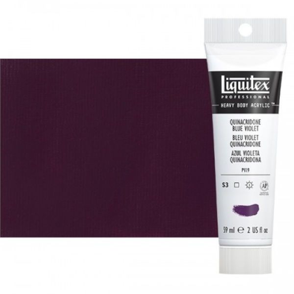 Liquitex 2002118 Professional Series Heavy Body Color, 2oz Quinacridone Blue Violet; This is high viscosity, pigment rich professional acrylic color, ideal for impasto and texture; Thick consistency for traditional art techniques using brushes as well as for, mixed media, collage, and printmaking applications; Impasto applications retain crisp brush stroke and knife marks; Dimensions 1.65