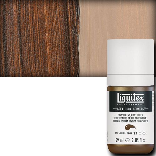 Liquitex 2002130 Professional Series, Soft Body Color, 2oz, Transparent Burnt Umber; An extremely versatile artist paint that is creamy and smooth with a concentrated pigment load producing intense, pure color; The creamy, smooth, pre-filtered consistency ensures good coverage, even-leveling, and superb results in a variety of applications and techniques; UPC 094376943740 (LIQUITEX2002130 LIQUITEX 2002130 PROFESSIONAL SOFT BODY 2oz TRANSPARENT BURNT UMBER)
