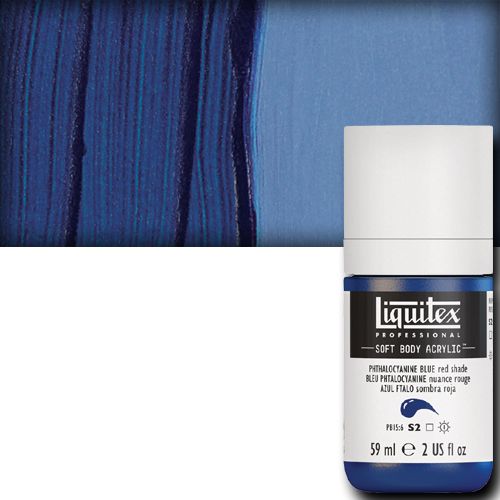 Liquitex 2002314 Professional Series, Soft Body Color, 2oz, Phthalocyanine Blue (Red Shade); An extremely versatile artist paint that is creamy and smooth with a concentrated pigment load producing intense, pure color; The creamy, smooth, pre-filtered consistency ensures good coverage, even-leveling, and superb results in a variety of applications and techniques; UPC 094376943757 (LIQUITEX2002314 LIQUITEX 2002314 PROFESSIONAL SOFT BODY 2oz PHTHALOCYANINE BLU RED SHADE)