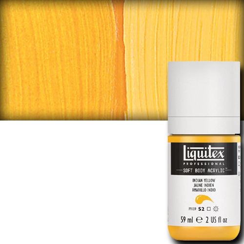 Liquitex 2002324 Professional Series, Soft Body Color, 2oz, Indian Yellow; An extremely versatile artist paint that is creamy and smooth with a concentrated pigment load producing intense, pure color; The creamy, smooth, pre-filtered consistency ensures good coverage, even-leveling, and superb results in a variety of applications and techniques; UPC 094376943795 (LIQUITEX2002324 LIQUITEX 2002324 PROFESSIONAL SOFT BODY 2oz INDIAN YELLOW)