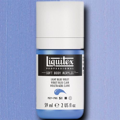 Liquitex 2002680 Professional Series Soft Body Acrylic Paint 2oz Jar, Light Blue Violet; An extremely versatile artist paint that is creamy and smooth with a concentrated pigment load producing intense, pure color; UPC 094376925562 (LIQUITEX2002680 LIQUITEX 2002680 ACRYLIC PROFESSIONAL 2oz LIGHT BLUE VIOLET)