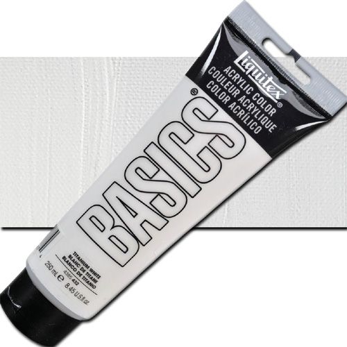 Liquitex 4385432 BASICS Acrylic Paint, 8.45oz tube, Titanium White; Liquitex Basics are high quality, student grade acrylics; Affordably priced, they are perfect for beginners and for artists on a budget; Each color is uniquely formulated to bring out the maximum brilliance and clarity of every pigment; UPC 094376974874 (LIQUITEX4385432 LIQUITEX 4385432 ALVIN 00717-1102 8.45oz TITANIUM WHITE)