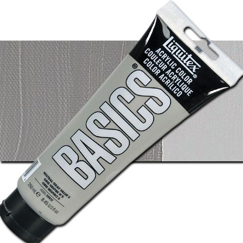 Liquitex 4385599 BASICS Acrylic Paint, 8.45oz tube, Neutral Gray 5; Liquitex Basics are high quality, student grade acrylics; Affordably priced, they are perfect for beginners and for artists on a budget; Each color is uniquely formulated to bring out the maximum brilliance and clarity of every pigment; UPC 094376974904 (LIQUITEX4385599 LIQUITEX 4385599 ALVIN 00717-2542 8.45oz NATURAL GRAY 5)