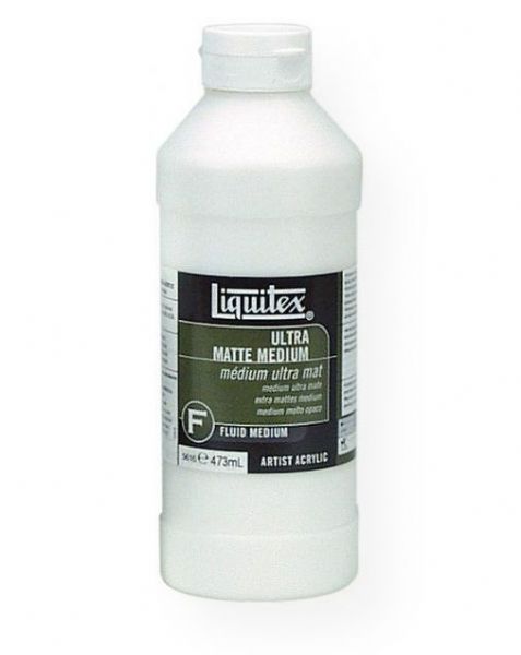 Liquitex 5616 Ultra Matte Medium 16 oz; Increases the volume of paint while maintaining the opacity of the color it is mixed into; Opacity of colors mixed with this medium will be higher than if the color had been thinned to the same degree with any other medium except Modeling Paste; The degree to which the color can be extended will vary among the different pigments; UPC 094376924169 (LIQUITEX5616 LIQUITEX-5616 PAINTING)