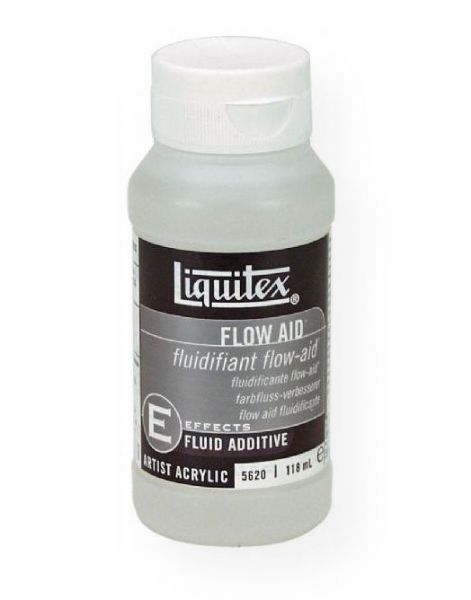 Liquitex 5620 Flow Aid; Use in conjunction with any acrylic color or medium when increased flow and absorption and decreased film tension and friction are important; A flow enhancer that improves the flow, absorption, and blending of any watersoluble paint (i.e; acrylic), medium, ink or dye; Minimizes brush marks by reducing friction of paint application; Does not contain binder; UPC 094376924176 (LIQUITEX5620 LIQUITEX-5620 LIQUITEX/5620 ARTWORK)