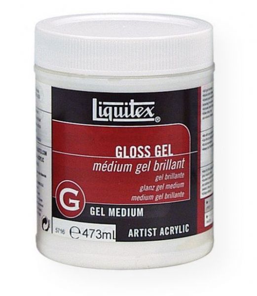 Liquitex 5716 Gloss Gel Medium 16 oz; Dries to a gloss finish; Viscosity and body similar to heavy body colors; Dries clear to translucent depending on thickness of application; Ideal medium to mix with heavy body acrylic color to extend paint, increase the brilliance and transparency of color, without changing the thickness of the paint or mix to obtain paint similar in color depth to oil paint; Shipping Weight 1.25 lbs; UPC 094376924190 (LIQUITEX5716 LIQUITEX-5716 PAINTING)