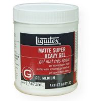 Liquitex 5816 Matte Super Heavy Gel Medium 16 oz; Extremely thick, extra heavy bodied, very dense, with high surface drag for a stiff oil-like feel; Dries to a translucent matte finish depending on thickness of the application; Very little shrinkage during drying time; Excellent adhesion for collage and mixed media; Extends and keeps paint working longer than other gel mediums; Flexible, non-yellowing and water resistant when dry; UPC 094376945805 (LIQUITEX5816 LIQUITEX-5816 PAINTING MEDIUM) 