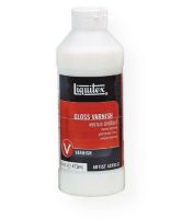 Liquitex 6216 Gloss Varnish 16oz; Low viscosity, fluid; Translucent when wet, clear when dry; 100% acrylic polymer varnish; Water soluble when wet; Good chemical and water resistance; Dry to a non-tacky, hard, flexible surface that is resistant to dirt retention; Resists discoloring due to humidity, heat and ultraviolet light; Depending upon substrate, allows moisture to pass through; UPC 094376931389 (LIQUITEX6216 LIQUITEX-6216 PAINTING) 