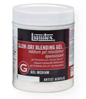 Liquitex 7216 Slow-Dri Blending Gel Medium 16 oz; A unique, heavy body formulation for superior surface blending with acrylic paints; Extends drying time up to 40% for superior surface blending with acrylic paints; Mix any amount into color to enhance the depth of color intensity, increase transparency, gloss, and add flexibility and adhesion to paint film; Dries clear to reveal full, rich color; UPC 094376931495 (LIQUITEX7216 LIQUITEX-7216 SLOW-DRI-7216 PAINTING MEDIUM) 
