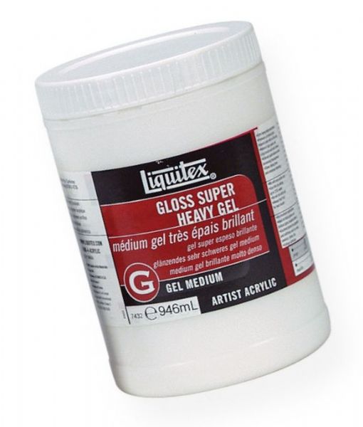 Liquitex 7432 Gloss Super Heavy Gel Medium 32 oz; Extremely thick, extra heavy body clear gel; Very dense with high surface drag for a stiff oil-like feel; Dries clear to translucent depending on thickness of the application; Very little shrinkage during drying time; Excellent adhesion for collage and mixed media; Extends paint, increases brilliance and transparency; Keeps paint working longer than other gel mediums; UPC 094376931556 (LIQUITEX7432 LIQUITEX-7432 PAINTING)