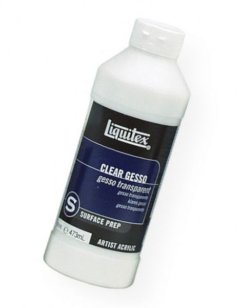 Liquitex 7616 Clear Gesso 16 oz; A very clear size and ground that keeps the working surface visible; Provides an ideal degree of tooth for pastel, oil pastel, graphite, and charcoal as well as an excellent ground for acrylic and oil paints; This gesso is ideal for painting over colored or patterned surfaces, or over an under drawing; Mix with acrylic color to establish a tinted transparent/translucent ground; UPC 094376931679 (LIQUITEX7616 LIQUITEX-7616 GESSO PAINTING)