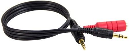 Listen Technologies LA-263 Line/Mic Y Input Cable; Auxiliary Input Cable For The LT-700 Portable RF Transmitter; Allows For Simultaneous Use Of A Microphone And A Line Level Audio Source; Input Any Line Level Audio Device Such As; CD, MP3, Smartphone, Etc.; Female 3.5 mm to Tip of Male 3.5 mm (TRS), Male RCA to Ring of Male 3.5 mm (TRS) (LISTENTECHNOLOGIESLA263 LA263 LA 263) 
