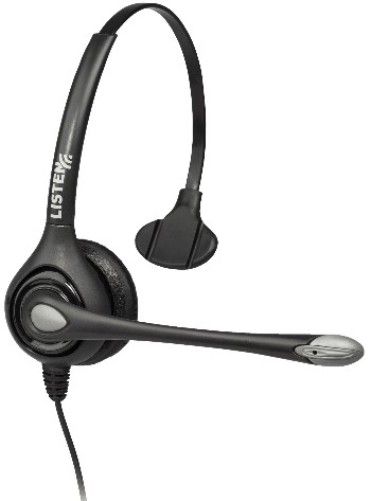 Listen Technologies LA-452 Headset 2 (Over Head with Boom Mic), Black and Gray; Over-the-head Design for Added Comfort and a Secure Fit; Built-in Boom Mic for Added Convenience; Lightweight, Compact Design and Crystal-clear Audio Performance; Electret Microphone Element; Unidirectional  Noise Cancelling Microphone Polar Pattern (LISTENTECHNOLOGIESLA452 LA452 LA 452) 